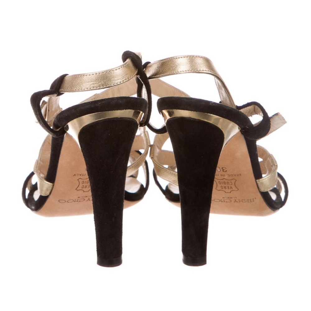 Jimmy Choo Suede Colorblock Pattern Slingback San… - image 4